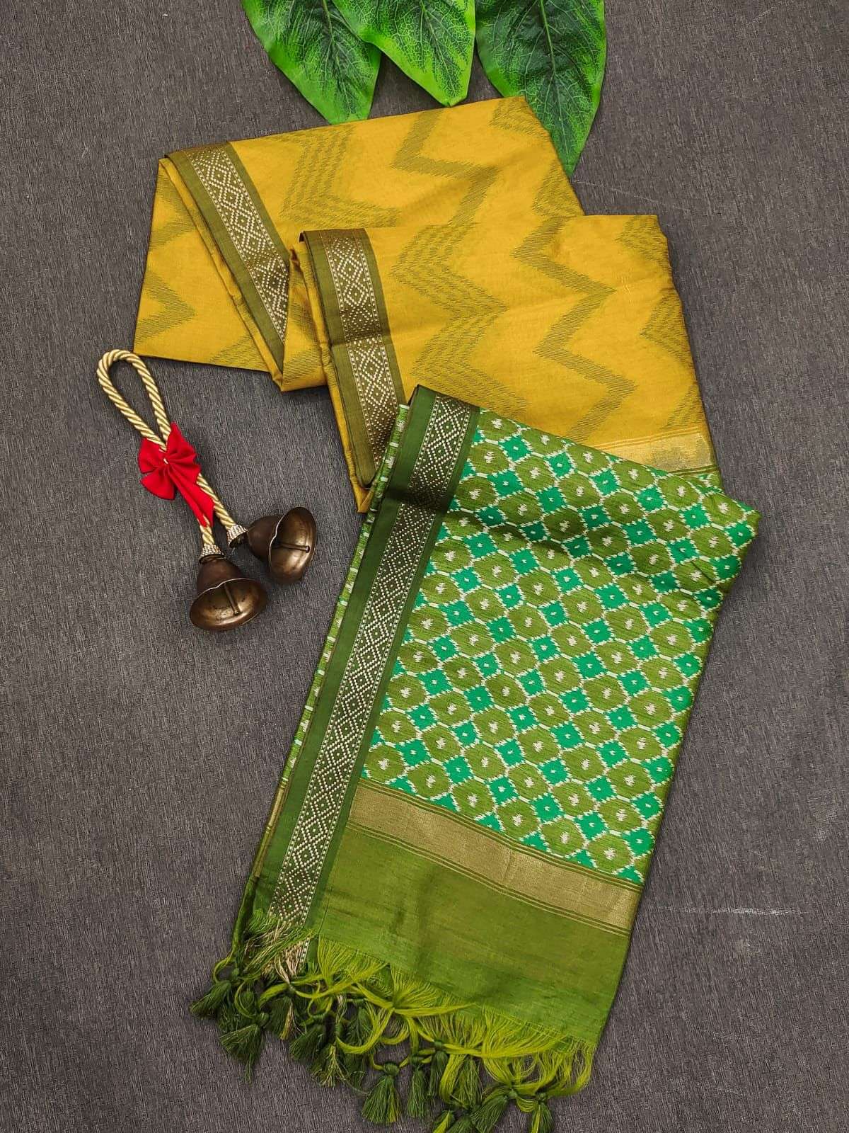 Ikat Print Tussar Silk Saree